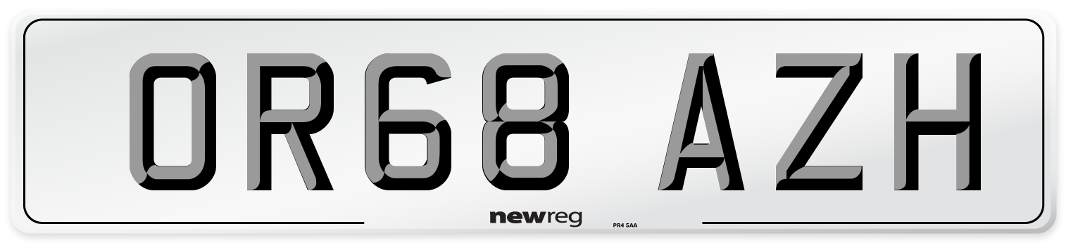 OR68 AZH Number Plate from New Reg